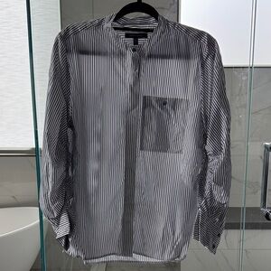 Striped Black and White Button Down Shirt